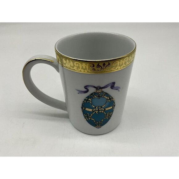 Gold Buffet Royal Gallery Teal Blue Faberge Egg Dessert Plate and Coffee Cup VTG - Picture 13 of 16